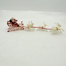 Vintage Santa Sleigh Reindeer Plastic Christm...