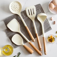 5 Stück Holzgriff Antihaft-Silikon Küchen utensilien, Küchen utensilien