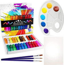 Acrylic Paint Set 24 Colors + Brushes & Canvas | Non-Toxic for Artists & Kids