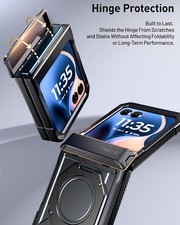 For Moto Razr 2026/2025/2024 Case With Tempered Glass Kickstand Black/Black