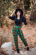 Modcloth Colectif Never Mad Always Plaid Suspender Pants Plus sz 3X 3 22 Green