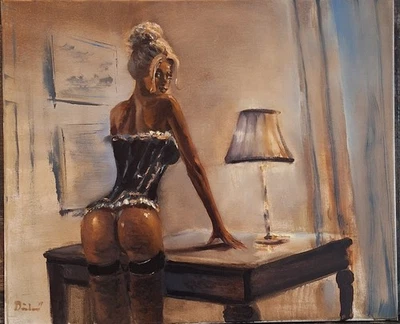 Original Ölgemälde Oil Painting Portrait Editorial Glamour Model Licht Realism   - Bild 1 von 4