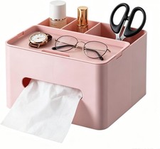 5-in-1 Tissue Box Holder with Storage Caddy, 20cm Plastic Multifunction
