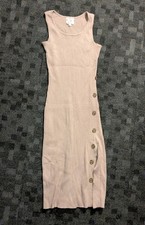 Hippie Rose Ribbed Knit Sleeveless Dress Size small taupe Slit Stretchy
