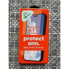 onn Glass Screen Protector iPhone 15 Pro 6.1 Inch Clear New Corning Glass 9H