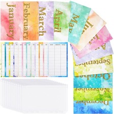 12PCS PVC A6 Binder Pockets 12PCS Monthly Expense Tracker Budget Sheets, Cl...