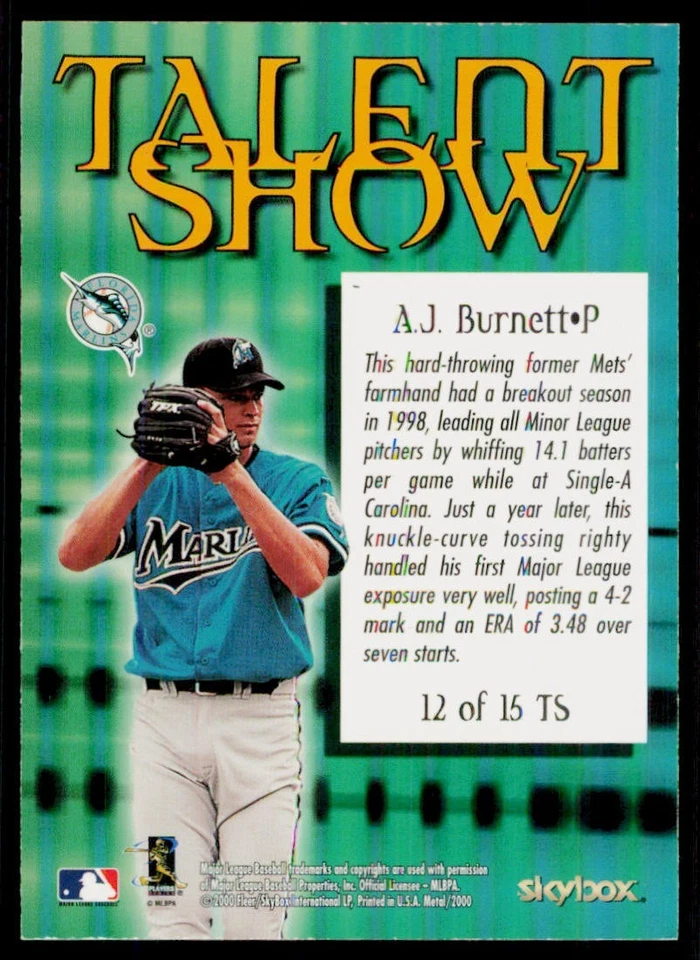 Metal 2000 - Talent Show #12 TS A.J. Burnett Florida Marlins Foto 2 de 2
