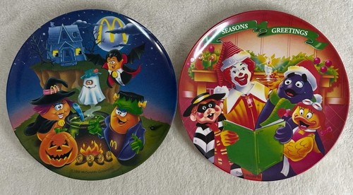 Vintage McDonald's Holiday Plates 1995 Christmas Halloween Season's Greetings