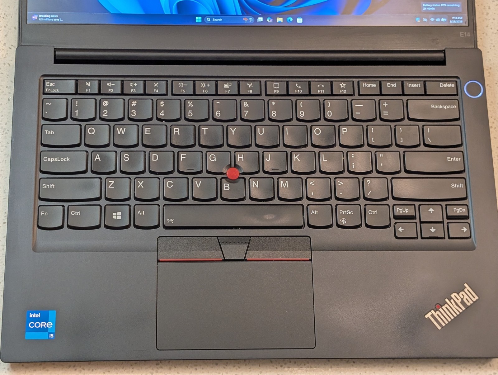 Lenovo ThinkPad E14 Gen 2, 14-Inch Laptop, with Core i5 11th Gen., 256 GB SSD (Solid State Drive), Windows 11 Pro