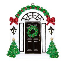 Elegant Black Door Personalized Christmas Tree Ornament