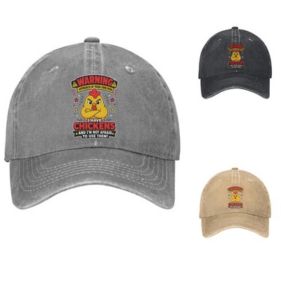 Chicken Game Funny Over Humor Animal Lover Graphic Print Baseball Cap Hat