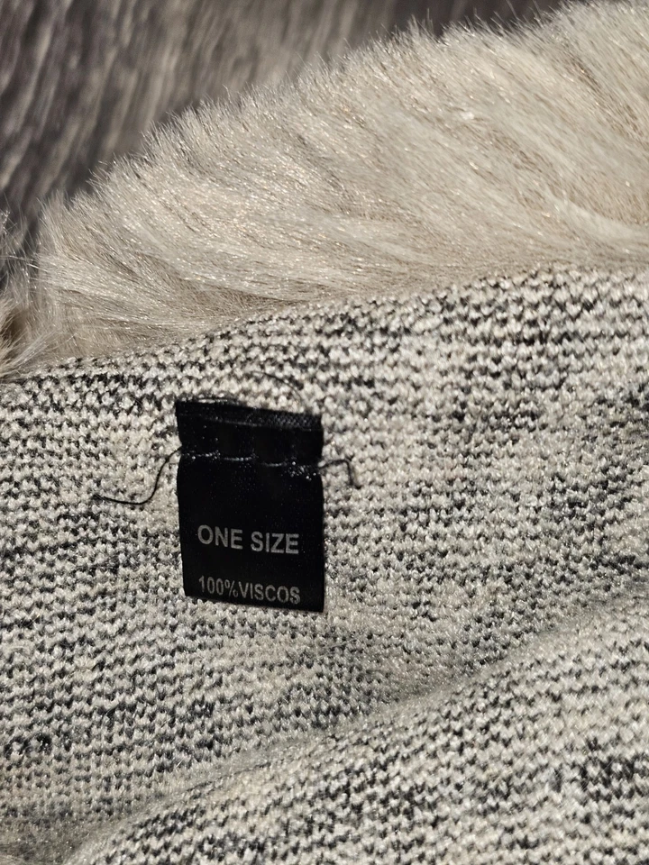 Poncho con capa de cuello de piel sintética para mujer Maxi chaqueta cálida de gran tamaño banquete noche Foto 3 de 4