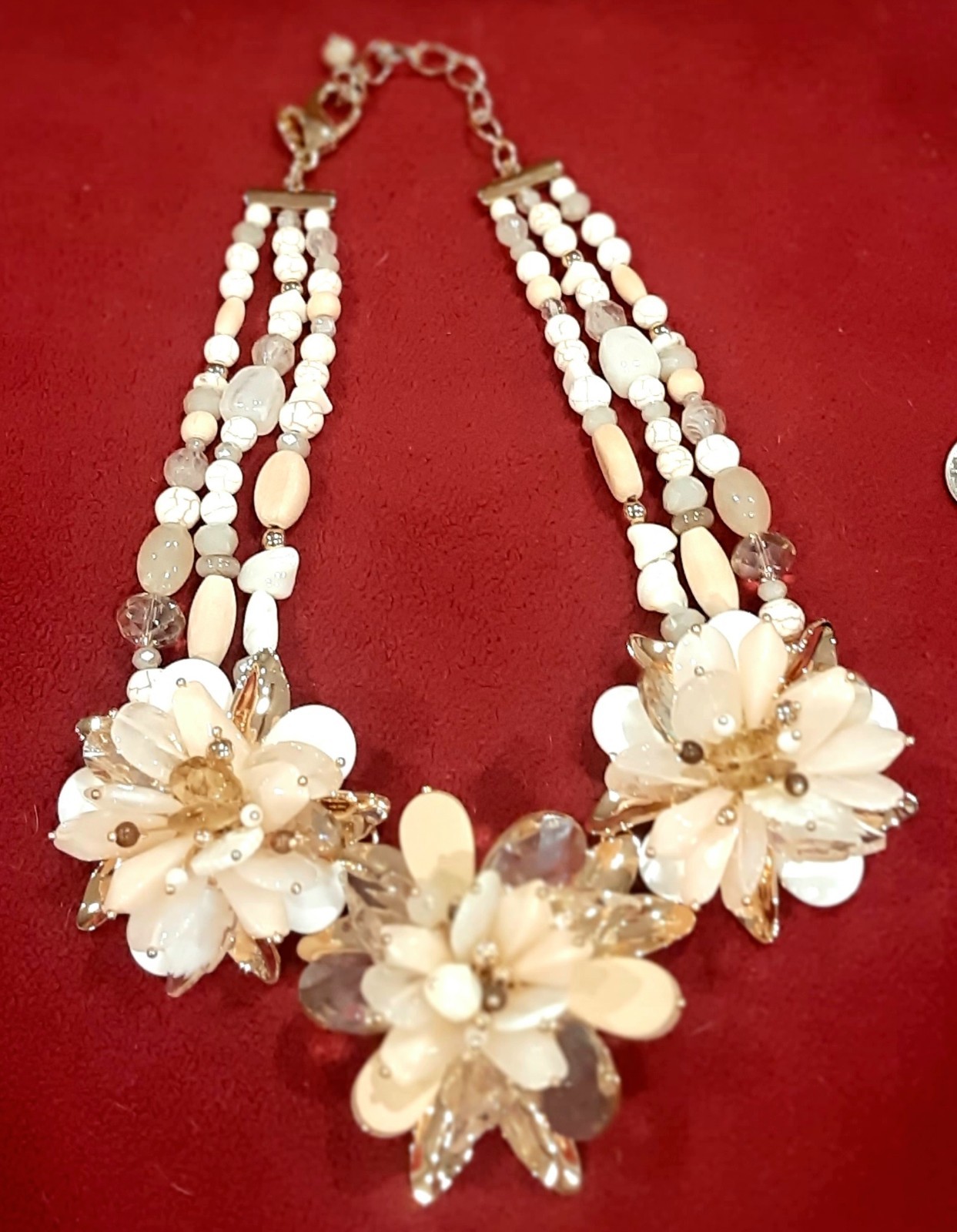 VTG Chico's Oversized STATEMENT Piece Necklace~Fl… - image 1