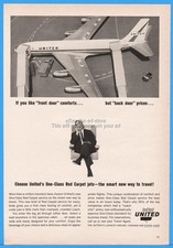 1964 United Airlines One Class Red Carpet Jets Jetway EXTRA CARE Print Ad