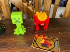 2025 McDonald's Minecraft Movie Fry Helmet Happy Meal Toy 2 Unused Card Creeper