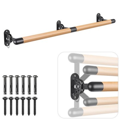 Adjustable Wall-Mount Ballet Barre - Solid Wood Dance Training Bar