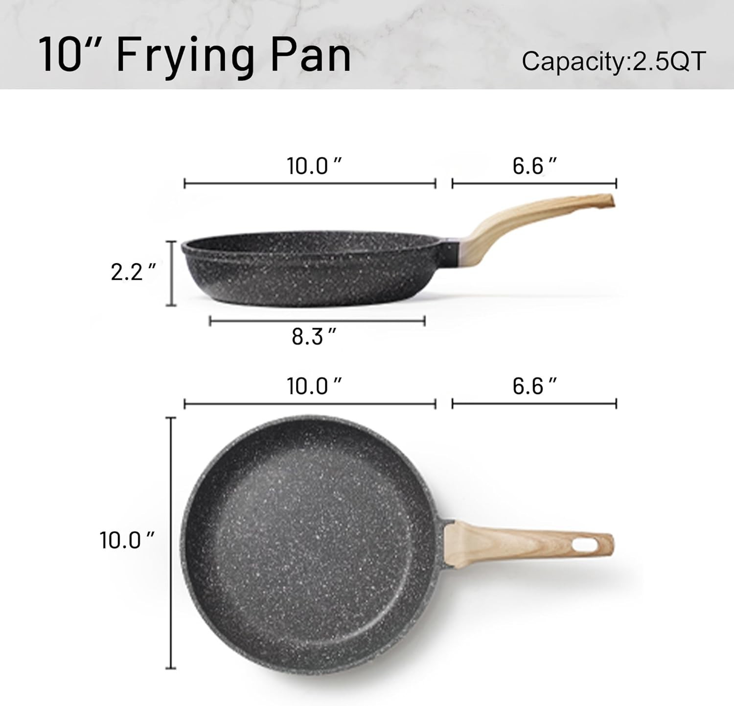 Black Non-Stick 10-Inch Skillet – PFOA-Free Chef Pan for Healthier Cooking