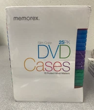 Memorex Slim Color DVD Cases 25 pack New/Sealed Multi-Color