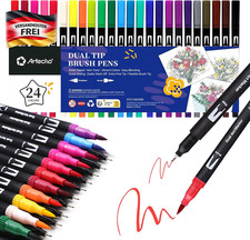 Dual Pinselstifte Set 24 Farben für Kalligraphie Bullet Journal Manga Art