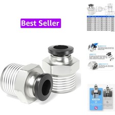 Male Straight 1/4 Inch Tube OD x 3/8 Inch NPT Thread Push to Connect Fittings...