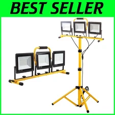 Bright 3-Head LED Work Light on Telescoping Tripod Stand