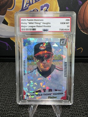 #ad 2025 Panini Donruss #99 Ricky quot; Wild Thingquot; Vaughn Cracked Ice Rated Rookie $25.00