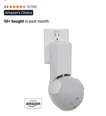 Echogear  Made for Amazon Outlet Hanger   White (for Echo Dot 4th Generation)