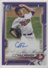 2021 Bowman Draft Chrome Pick Purple Refractor 15/250 Cade Povich Auto 2s2