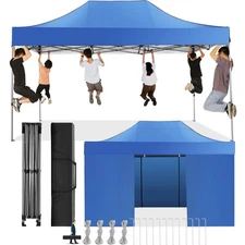 10x15ft Heavy Duty Pop up Canopy with 4 Sidewalls Commercial Outdoor Party Tent