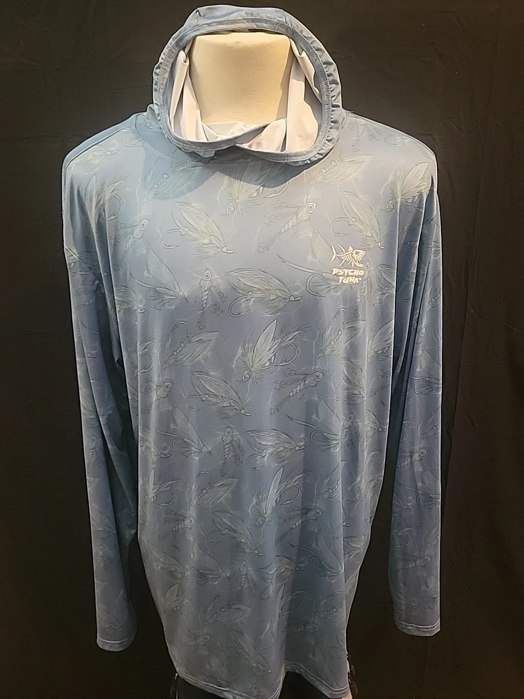 New Men's 2XL Psycho Tuna Vallarta Blue Fly Sun Defender Hoodie Fishing Shirt