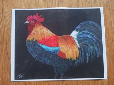 Red Rooster Numbered Print #4 by Melow Paintings 2025 Signed Chicken Poultry FFA