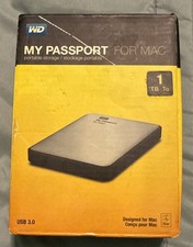 WD 1TB Silver My Passport for Mac Portable External Hard Drive USB 3.0 New