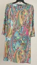 Tommy Hilfiger Women’s Dress 8 Multicolor Shift 3/4 Sleeve Paisley Pullover