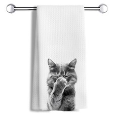 Funny Cat Hand Towels for Bathroom Decor Cat Lovers Gifts Women 16x24 Inch