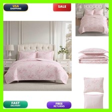 Laura Ashley Twin Quilt Set 2 Piece - Toile Delightful Pink