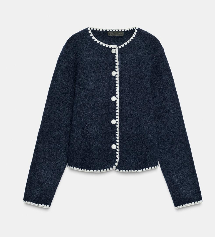 CONTRAST EMBROIDERY CARDIGAN Zara OG $59.90, Size S, NWOT