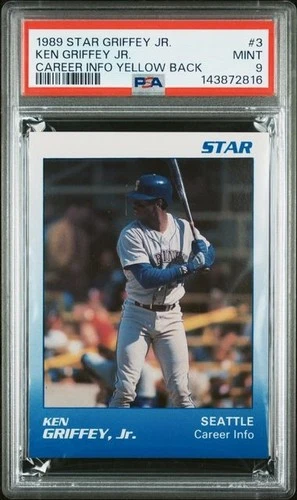 PSA 9 1989 STAR GRIFFEY JR. #3 KEN GRIFFEY JR. CAREER INFO YELLOW BACK ROOKIE