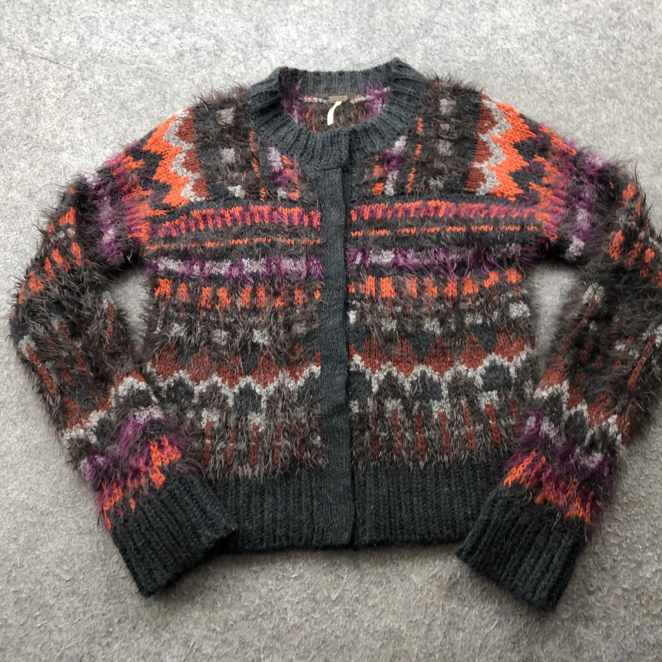 Suéter feminino Free People pequeno boho difuso ilha justa cardigã pulôver aconchegante - Imagem 2 de 4