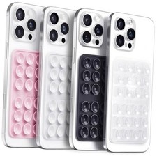 4 Pack Silicone Suction Phone Case Light pink, White, Transparent, Black