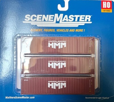 Walthers #949-18256 (NEW) 40' Fully Corrugated Container - 3-Pack - HMM
