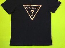 Polera Guess Mujer Camiseta Guess Negra Y Dorada Guess Cuello