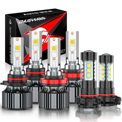 For Chevy Suburban Tahoe 2007-2014 - 6X 6000K LED Headlights Fog Light Bulbs