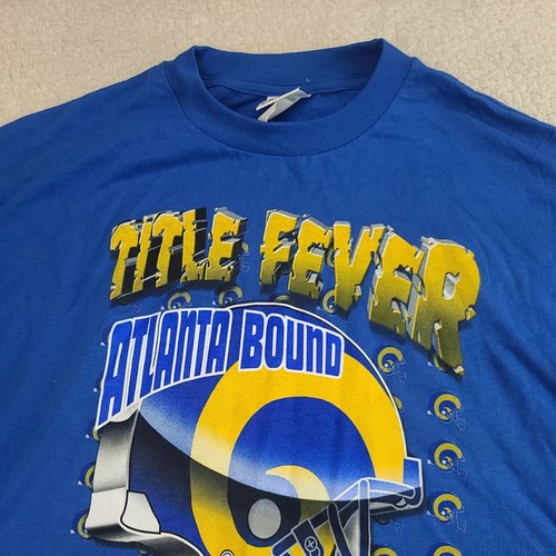 St Louis Rams Shirt Mens XL Blue Atlanta Bound Y2K Title Fever Rare VTG 2000 - Picture 3 of 11
