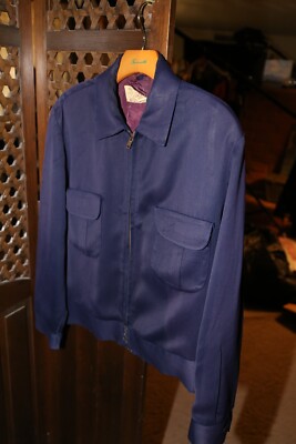 VINTAGE 1950s GABARDINE RICKY JACKET ROCKABILLY DARK BLUE SIZE