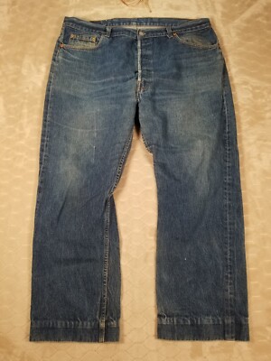 VTG Levis 501 Jeans Tag 42x32 Fits 39x27 Hemmed USA Made Medium/Dark Wash