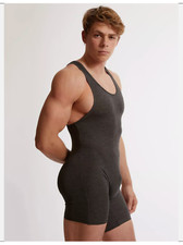 N2N Bodywear sleeper lounge singlet BLACK LYCRA Spandex Gr.M