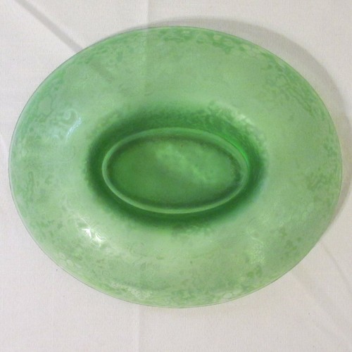 Vintage Fostoria Green Grape Brocade Oval Console Centerpiece Bowl