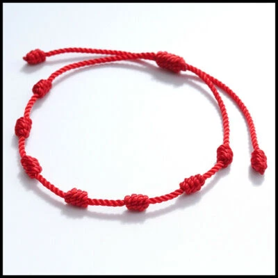 PULSERA ROJA DE 7 NUDOS DE HILO DE LA SUERTE para hombre y mujer para protección - Imagen 1 de 4
