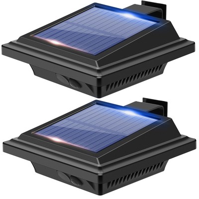 2/6 PCS Solar Power Gutter Wall Light Outdoor Garden Lamp 25LED Waterproof Black