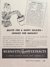 Burnett's Flavoring Extract Boston MA Cookie Recipe Army Vintage Print A...